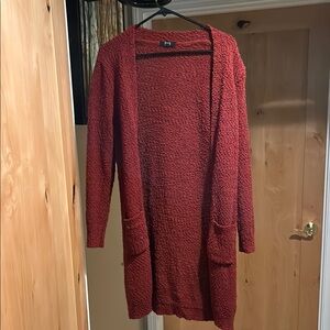 Red Knit Cardigan Sweater